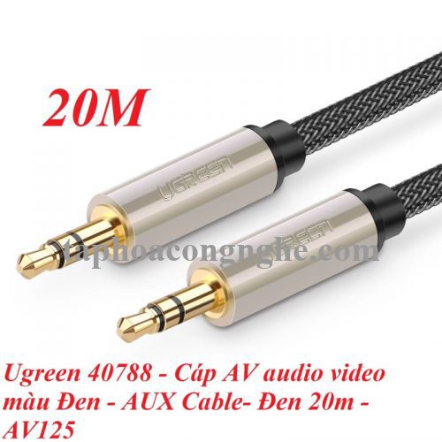 Ugreen 40788 20M màu Đen Cáp âm thanh 2 đầu 3.5mm dương đầu bọc kim loại cao cấp AV125 30040788